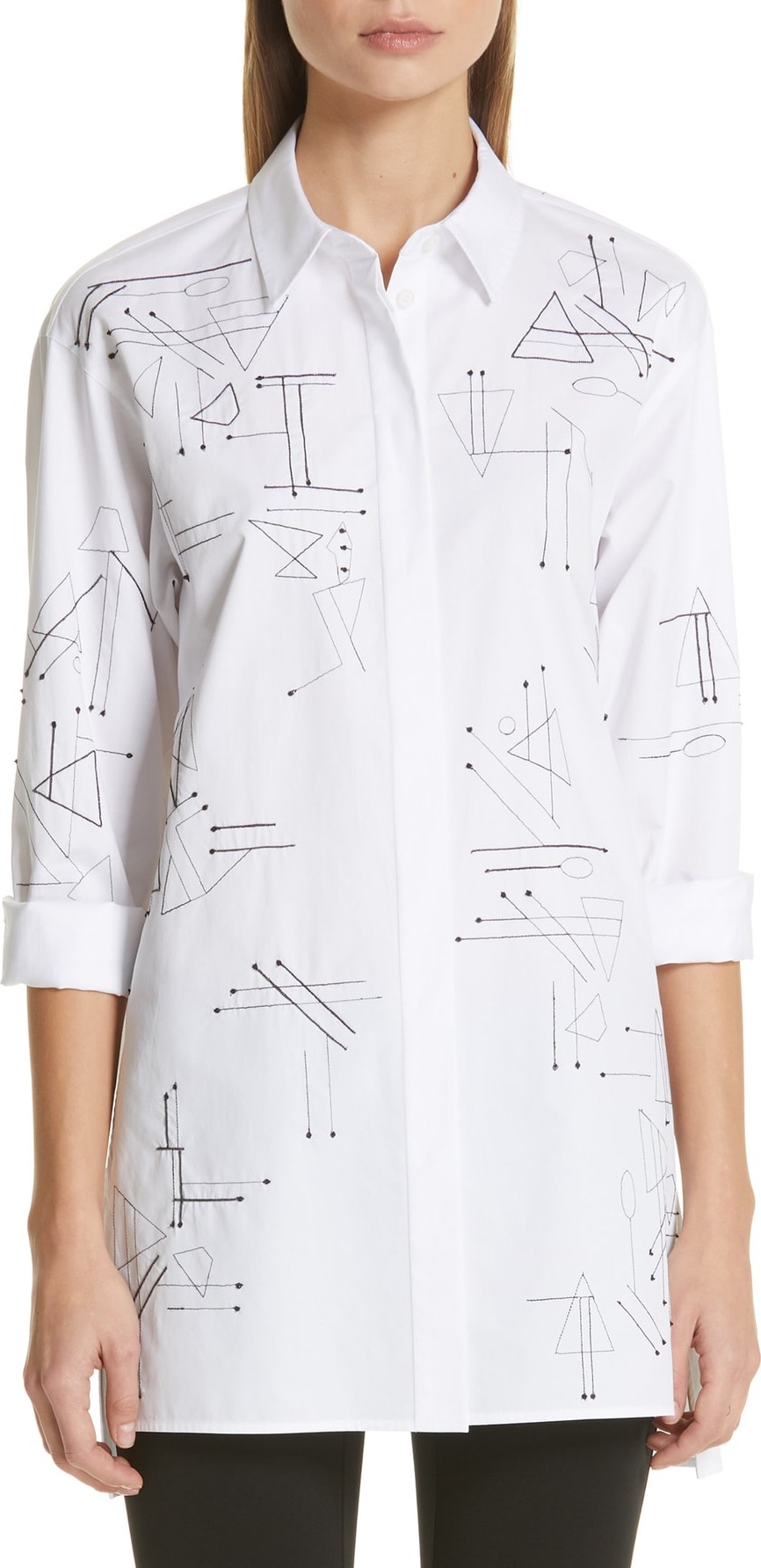 Lafayette 148 New York Kehlani Embellished Poplin Blouse