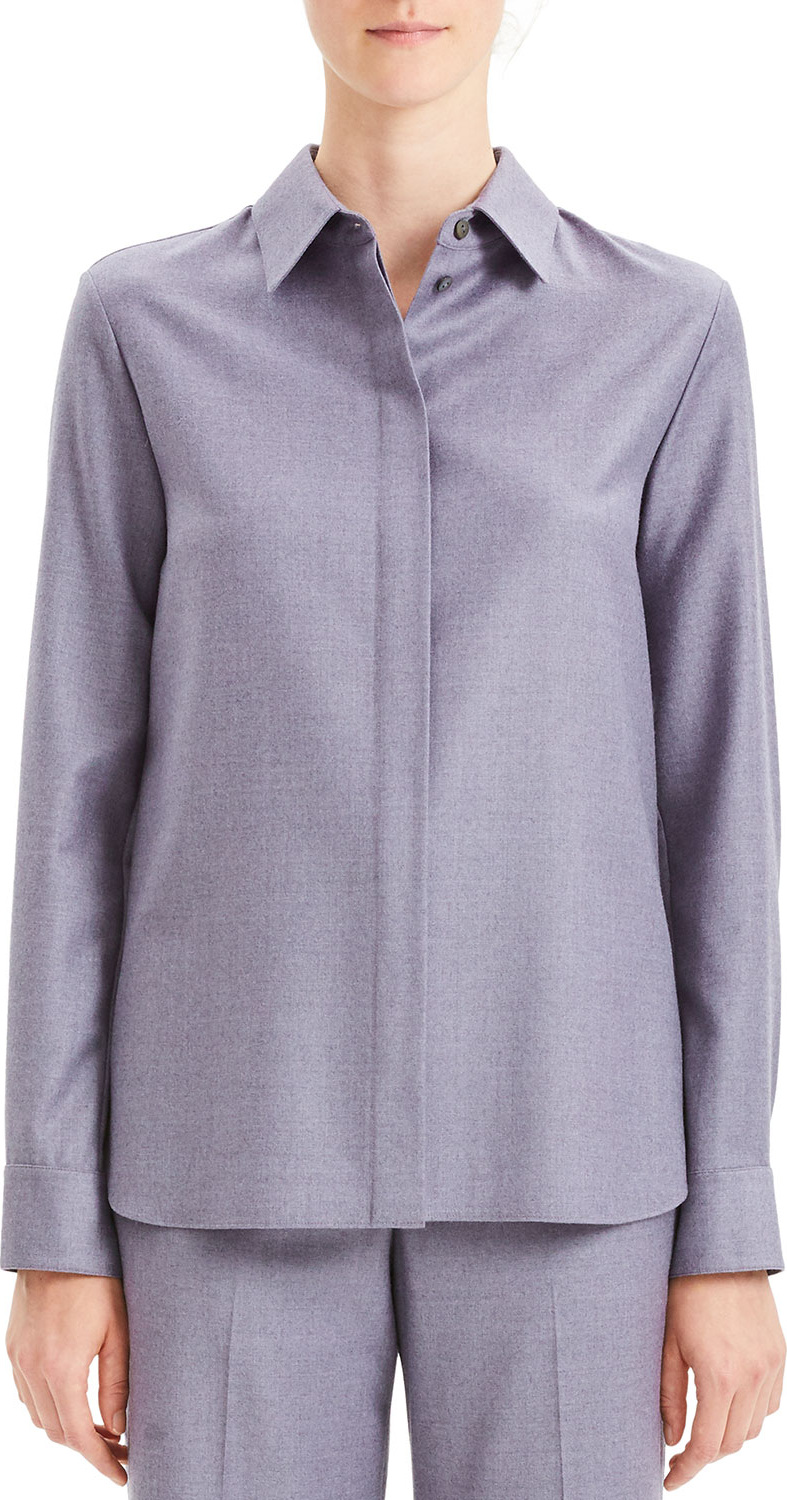 Theory Classic Straight-Fit Button-Down Wool Flannel Shirt