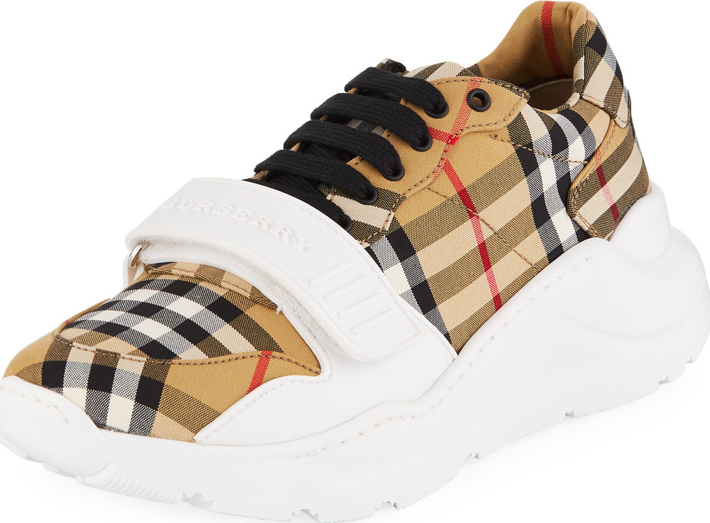 Burberry London England Regis Check Low-Top Sneakers with Exaggerated Sole