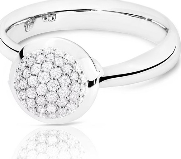 Tamara Comolli Bouton 18K White Gold Pave Diamond Ring, Size 7/54