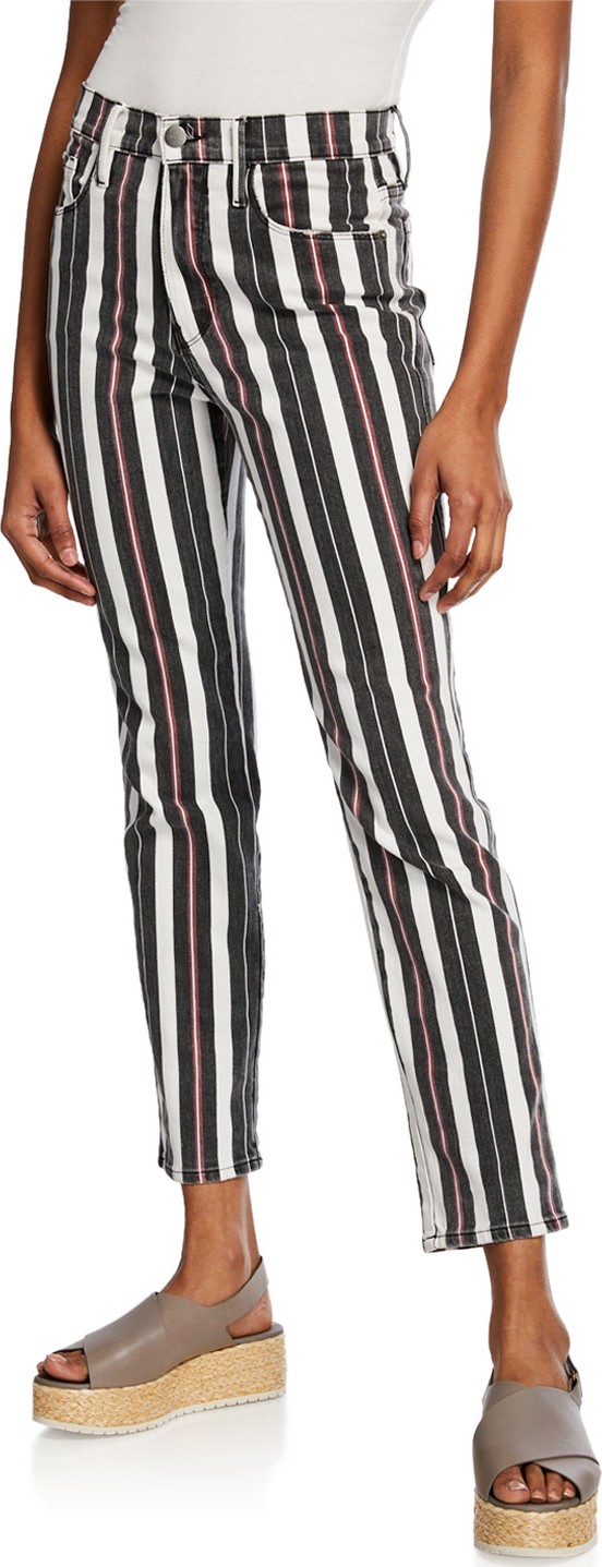 FRAME DENIM Le Sylvie Striped High-Rise Cropped Jeans