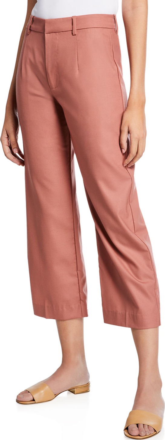 Co Flat Front Cropped Straight-Leg Pants