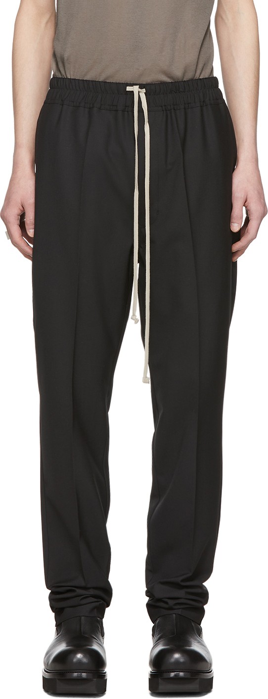 Rick Owens Black Drawstring Slim Astaires Long Trousers