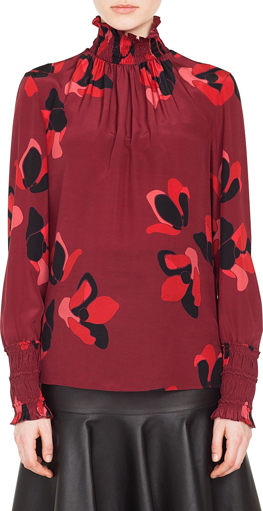 Akris Punto Anemone Print Silk Blouse