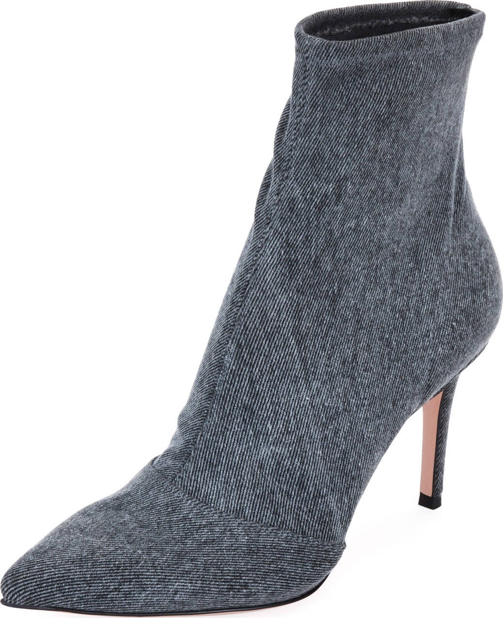 Gianvito Rossi Stretch-Denim Pointed Booties