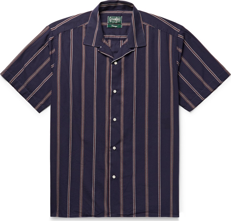 Gitman Vintage Camp-Collar Striped Cotton and Silk-Blend Shirt