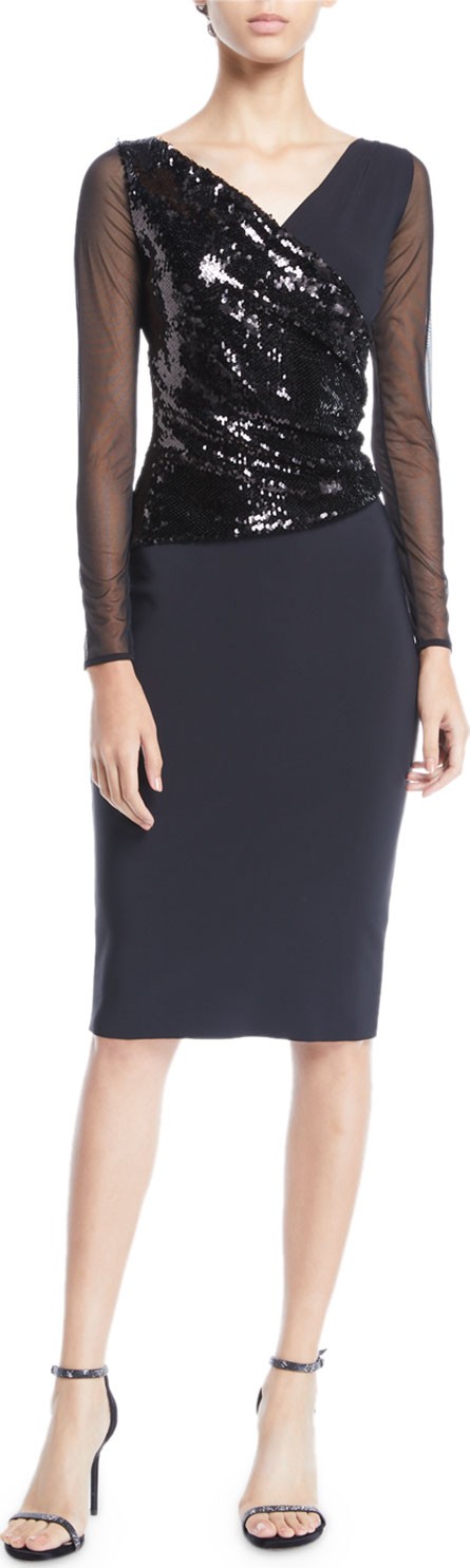 La Petite Robe di Chiara Boni Hilaria Illusion Sparkle Body-Con Dress