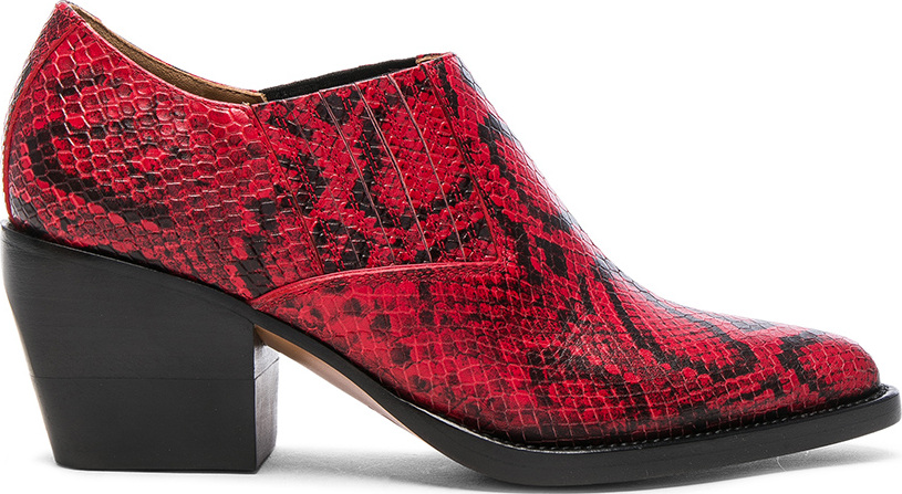 Chloe Rylee Python Print Leather Ankle Boots