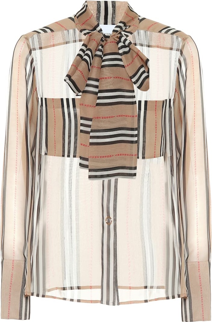 Burberry London England Amelie striped silk blouse