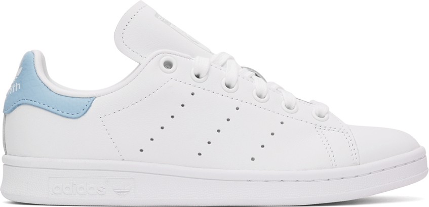 Adidas Originals White & Blue Stan Smith Sneakers