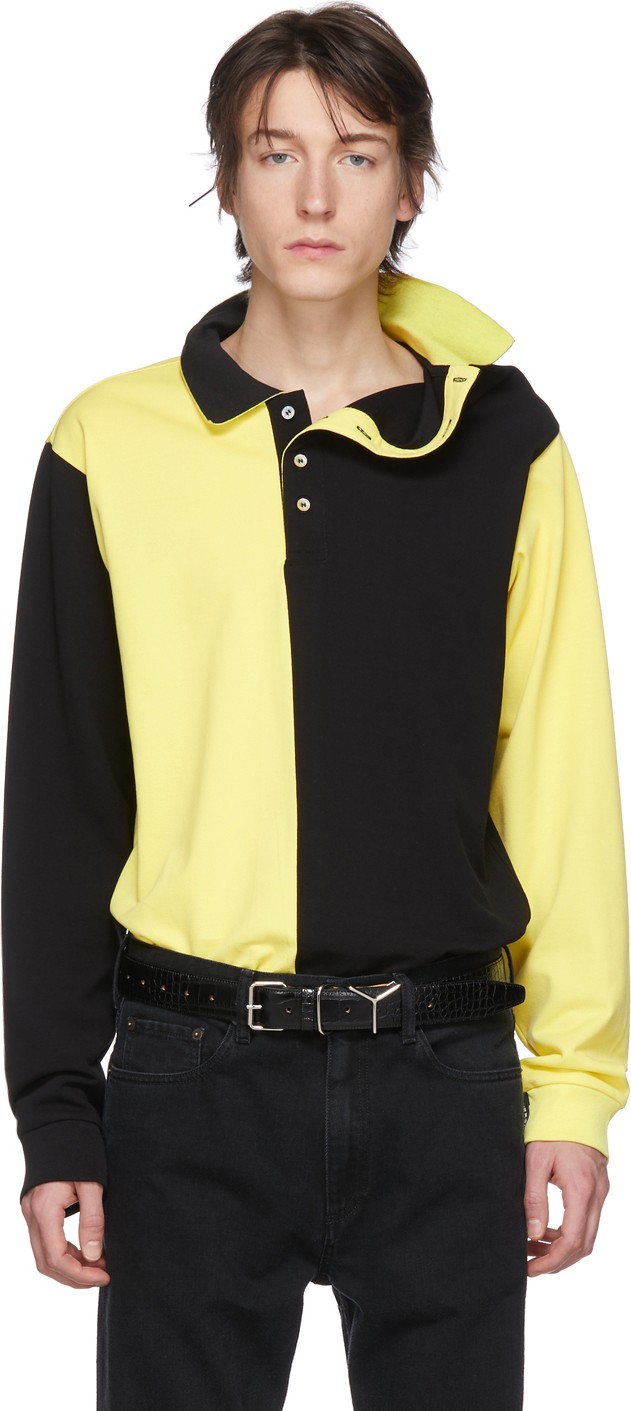 Y/Project Black & Yellow Asymmetric Collar Polo
