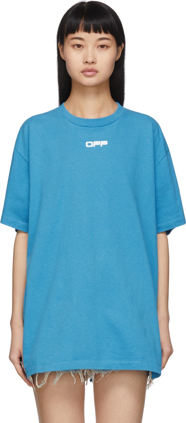 Off White Blue Airport Tape Over T-Shirt