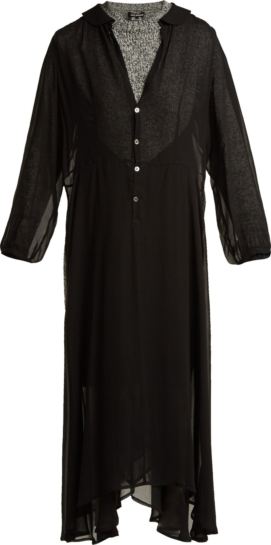 Junya Watanabe Chiffon-layer wool dress