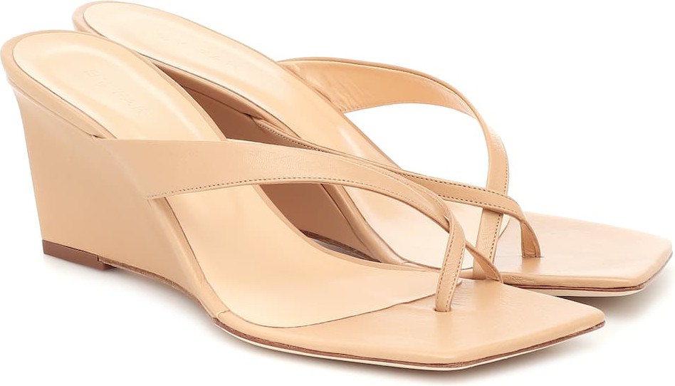 By Far Theresa leather wedge sandals