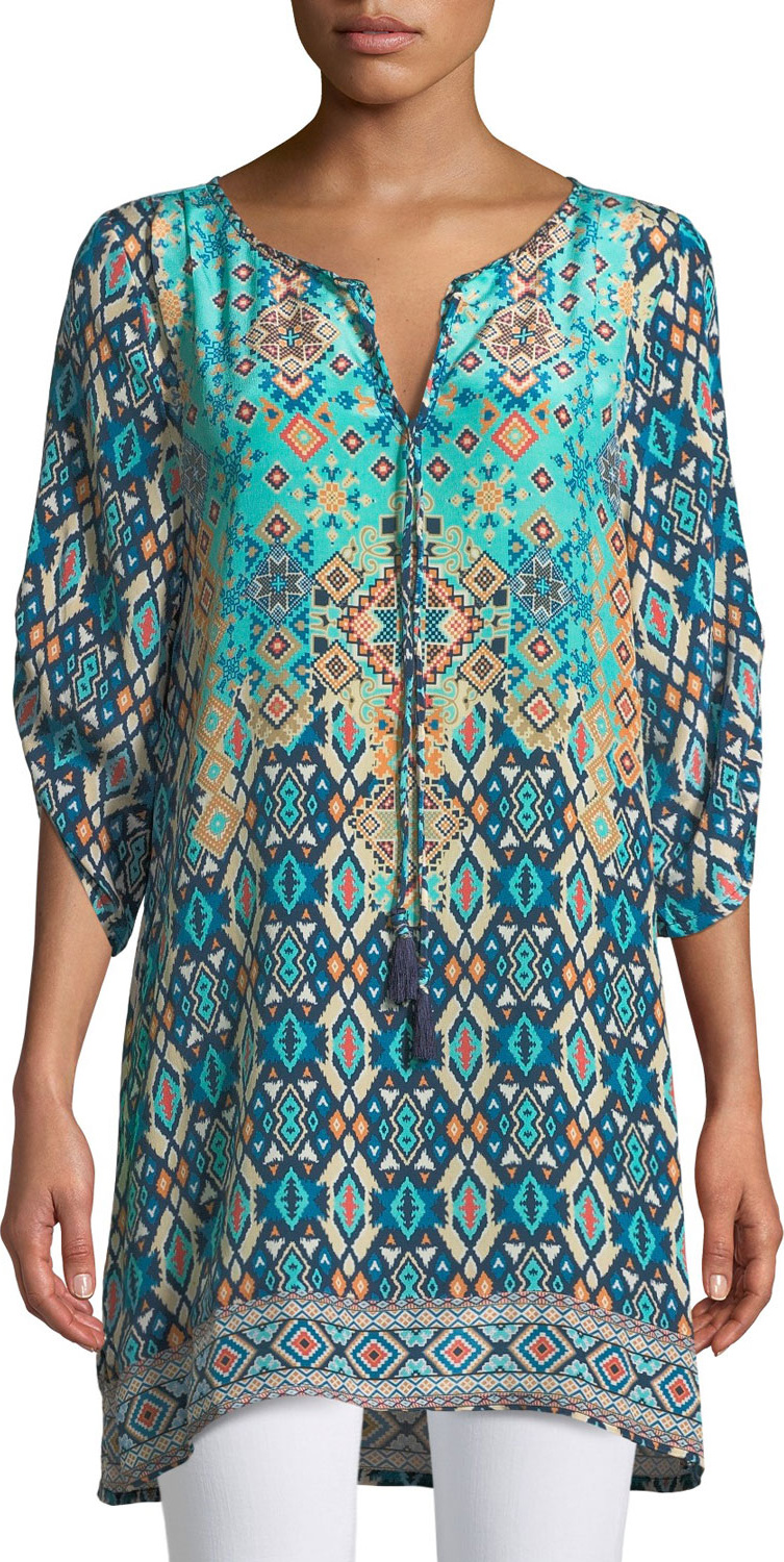 Tolani Josephine Southwestern Silk Easy Tunic/Dress