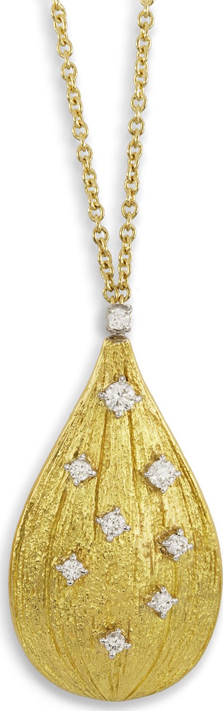 Staurino Fratelli Renaissance 18k Teardrop Pendant Necklace with Diamonds
