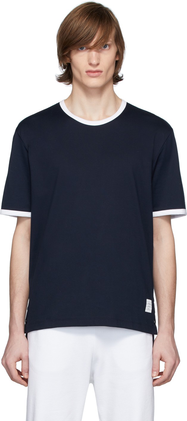 Thom Browne Navy Ringer T-Shirt