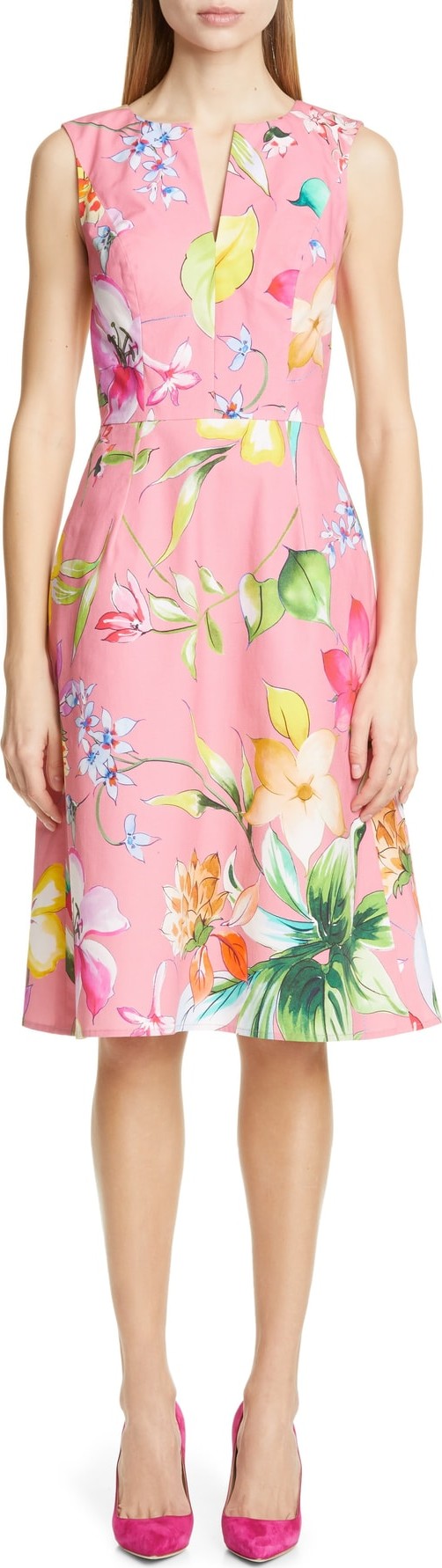 Carolina Herrera Floral Cocktail Dress