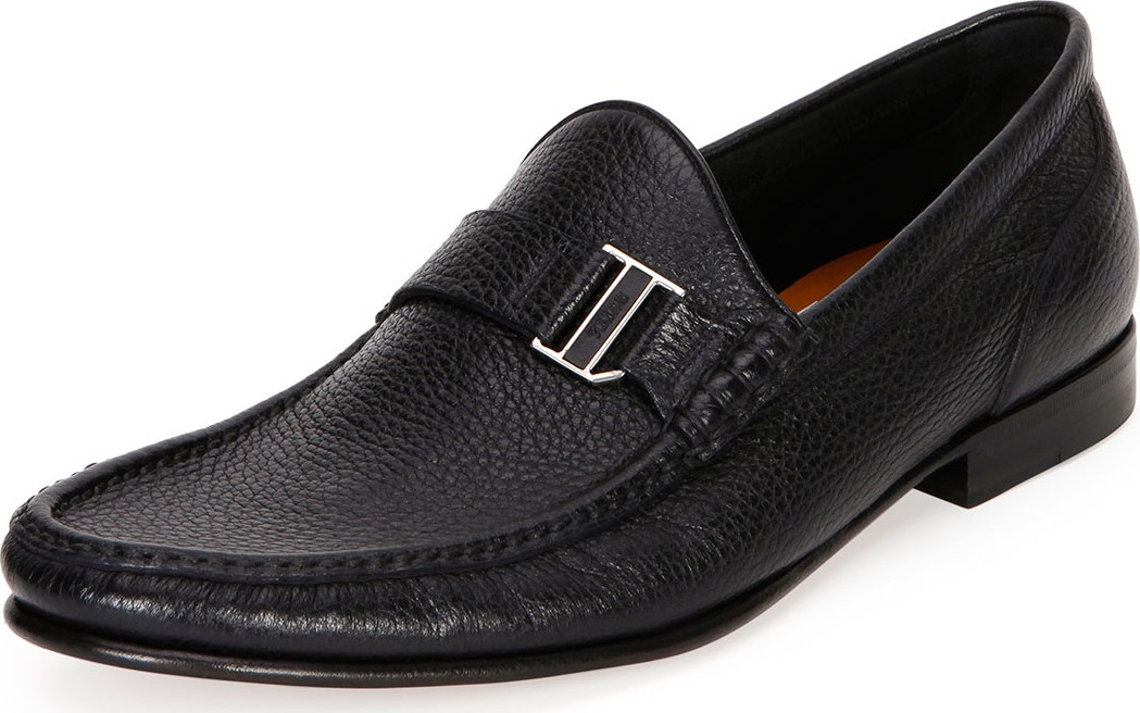 Bally Suver Leather Moc-Toe Loafer, Black