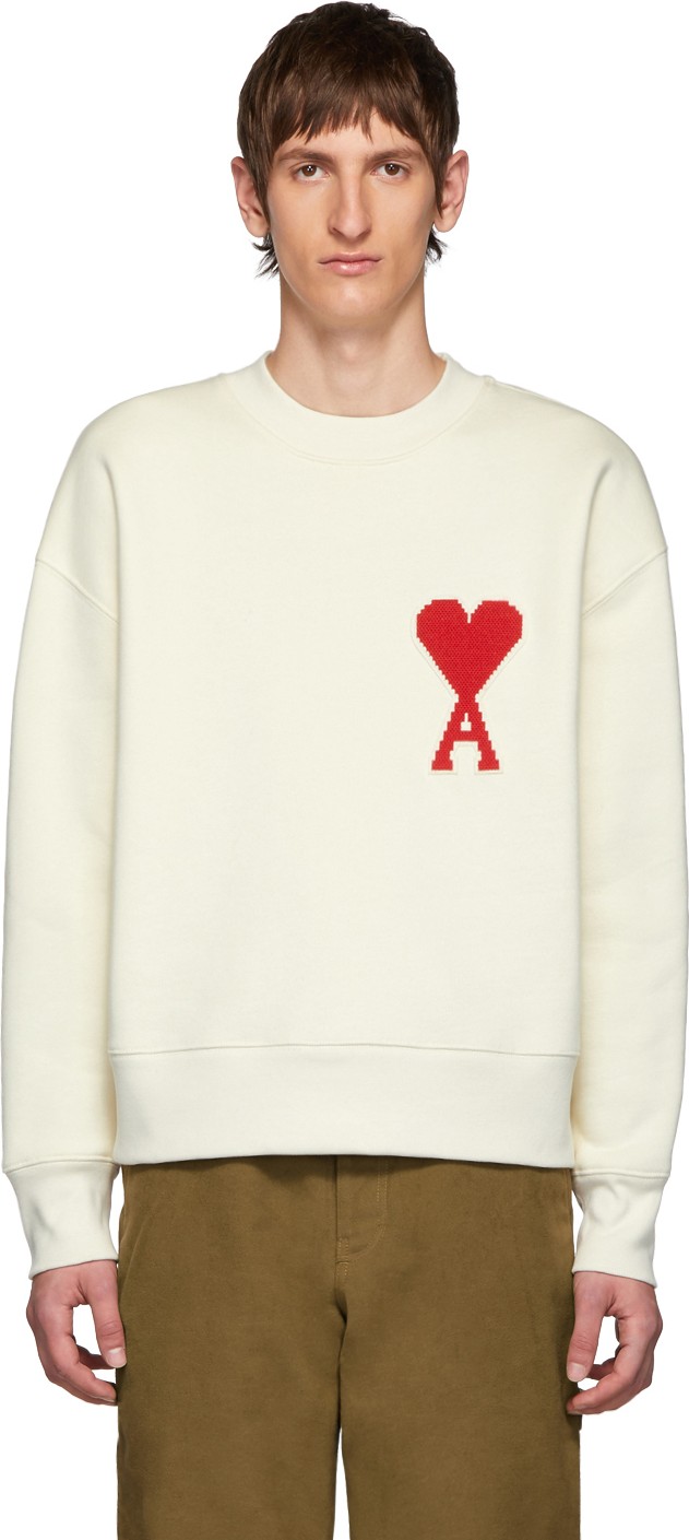 AMI Off-White Fleece Ami De Coeur Sweatshirt