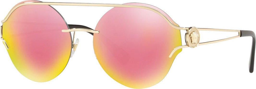 Versace Forked Metal Round Rimless Sunglasses