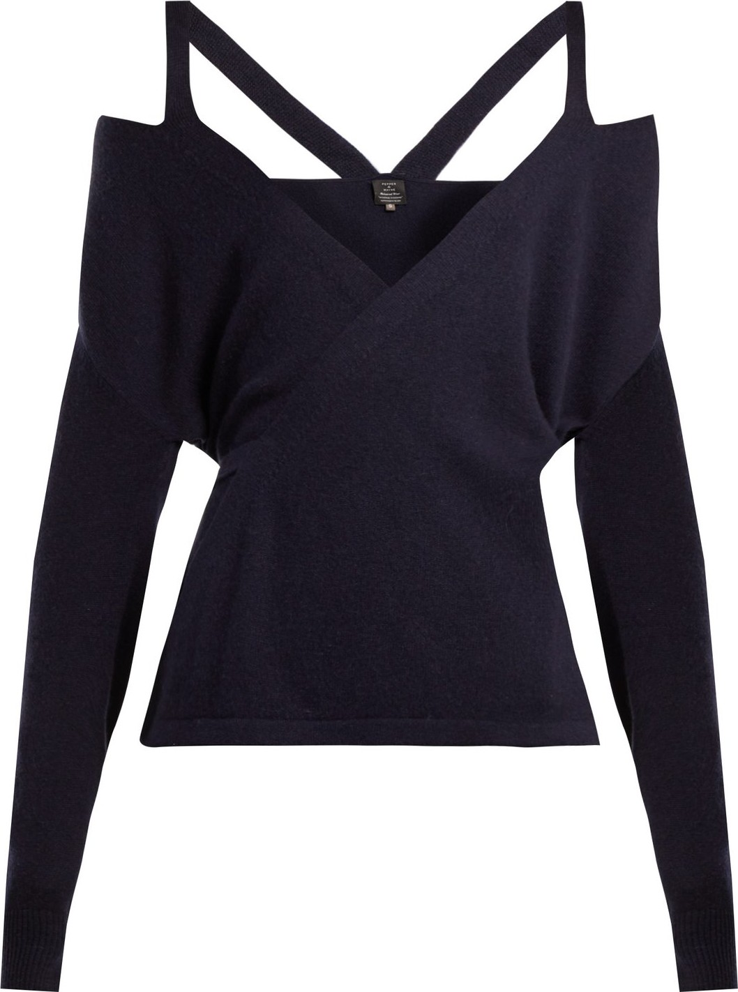 Pepper & Mayne Cut-out shoulder cashmere wrap cardigan