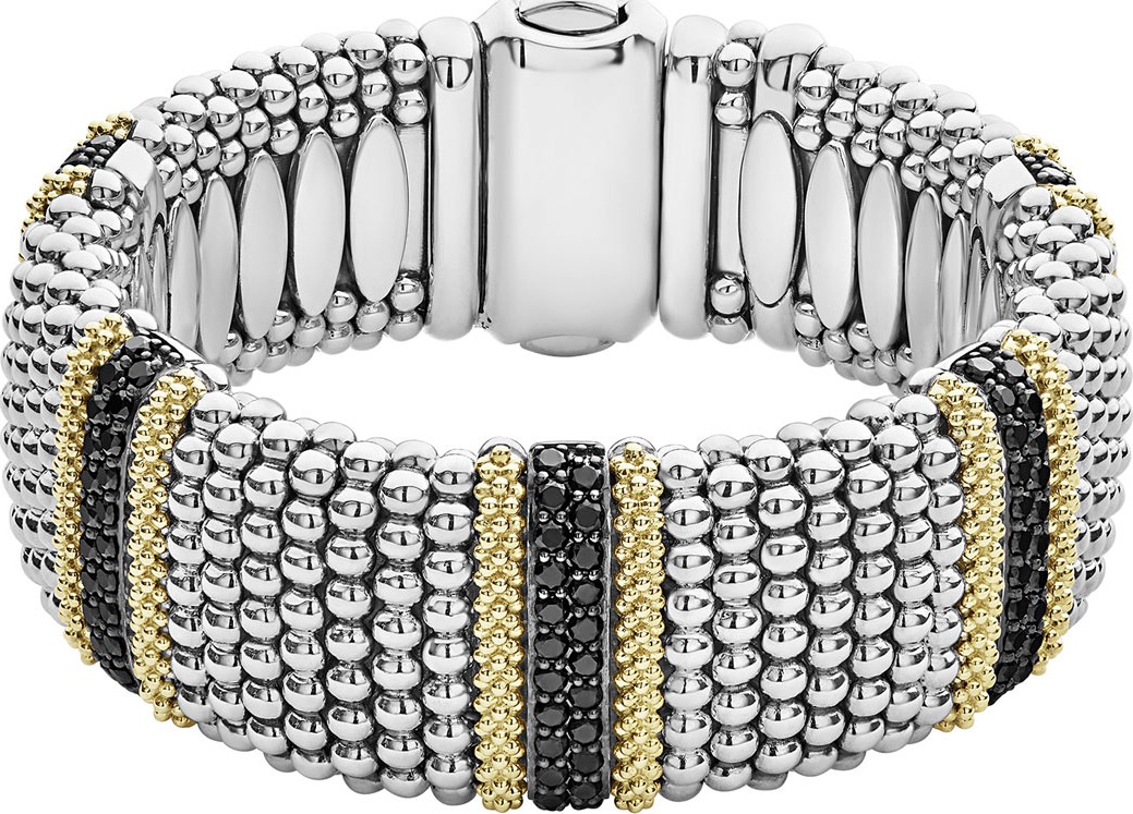 LAGOS Diamond Lux Caviar 23mm 5-Station Bracelet with Black Diamonds