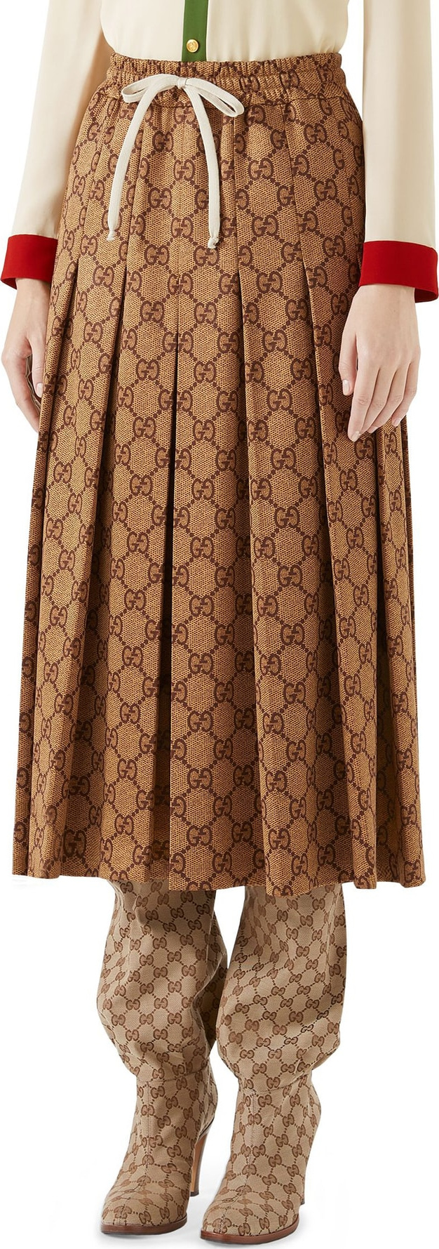 Gucci GG Print Pleated Midi Skirt