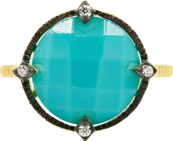 Freida Rothman Color Theory Round Cocktail Ring - Turquoise, Size 6