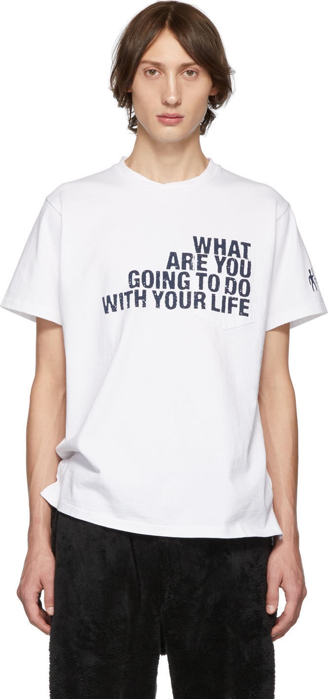 Engineered Garments White Text T-Shirt