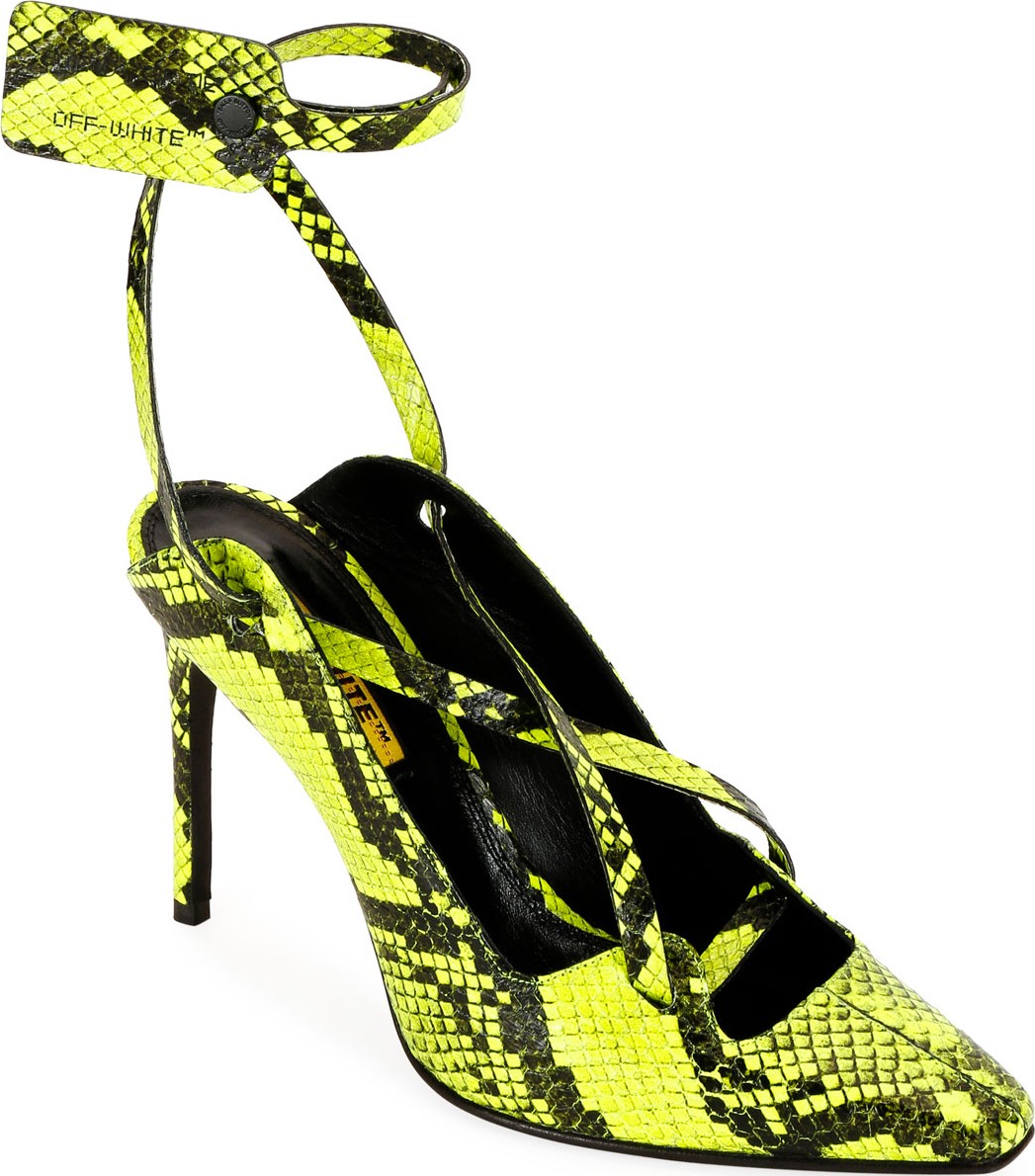 Off White Warped Snake-Print Pumps