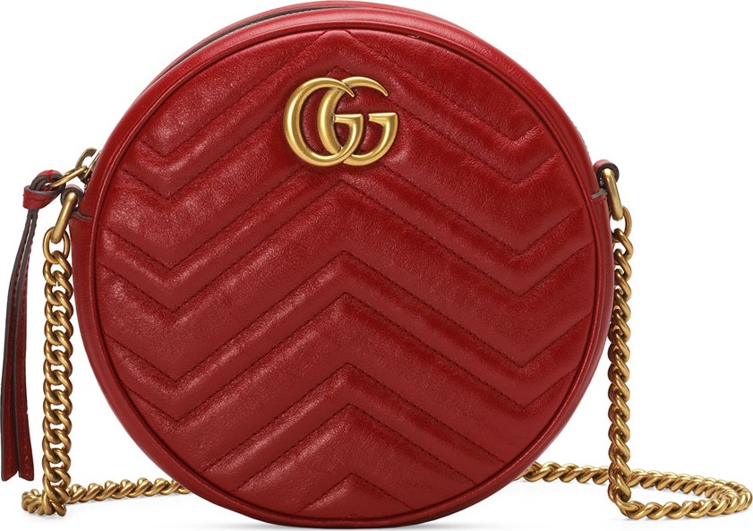 Gucci GG Marmont Mini Round Chevron Crossbody Bag