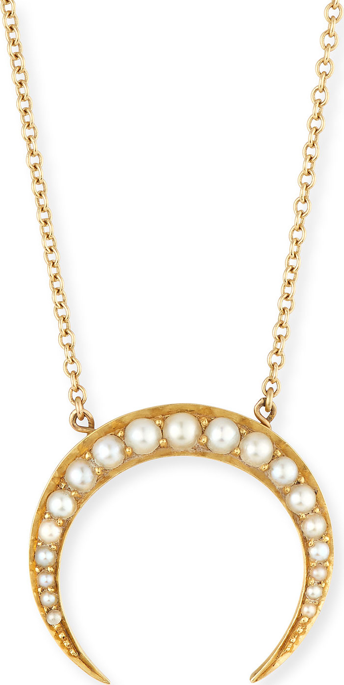 Turner & Tatler 14k Pearly Crescent Pendant Necklace
