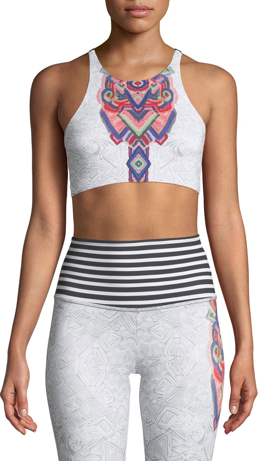 ONZIE High-Neck Elastic Graphic Low-Impact Sports Bra