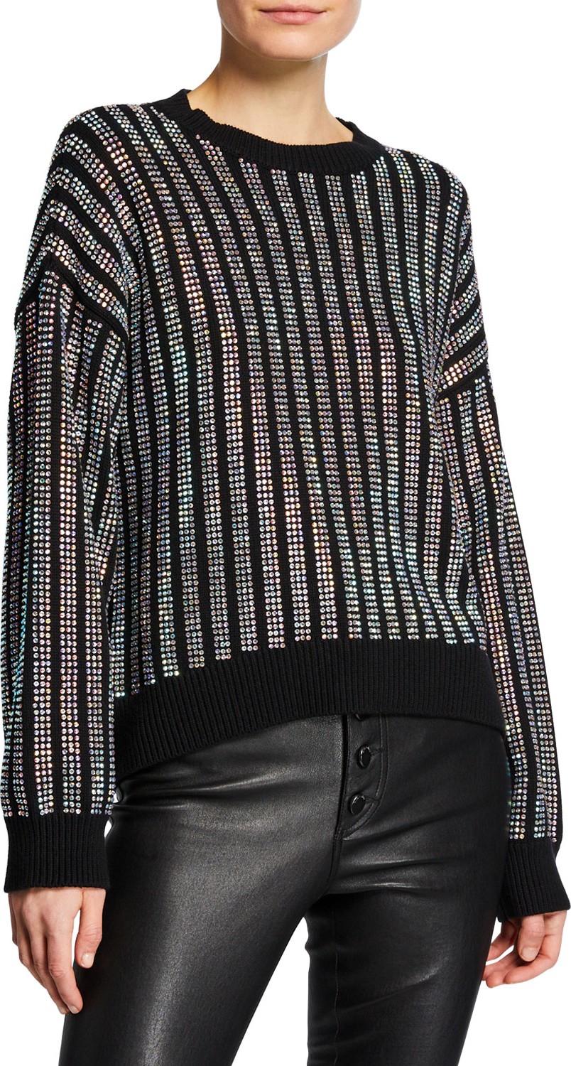 RtA Emmett Embellished Cotton Pullover Sweater