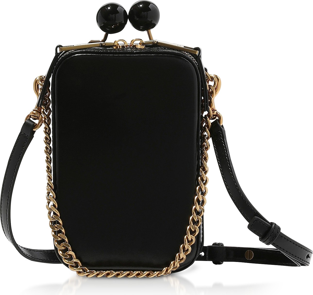 MARC JACOBS Black Leather The Vanity Clutch
