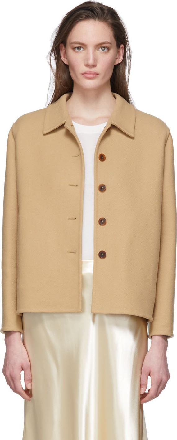 THE ROW Tan Virgin Wool & Cashmere Frim Jacket