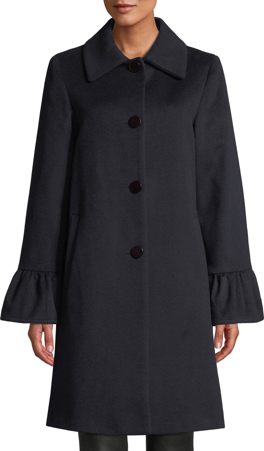 Sofia Cashmere Shirred Bell-Cuff Top Coat