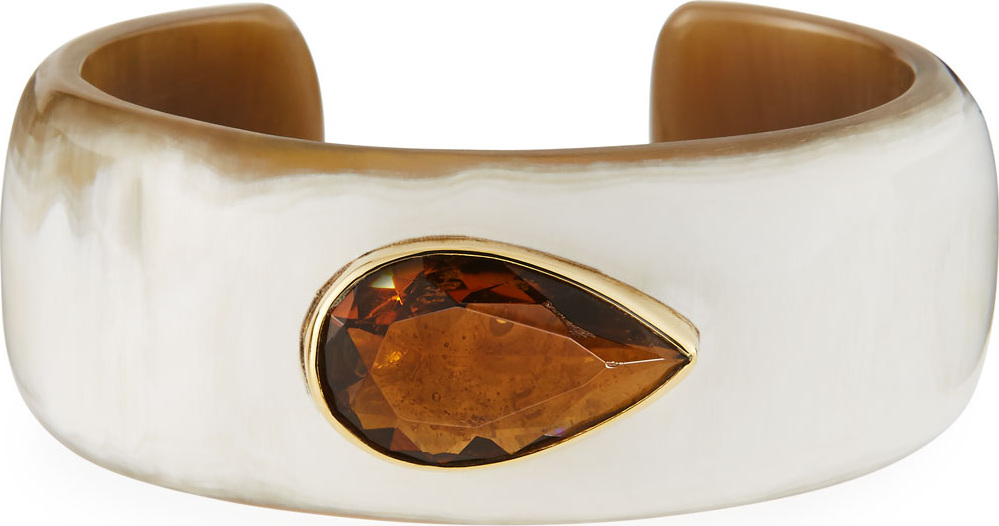 Ashley Pittman Horn Cuff Bracelet with Teardrop Stone