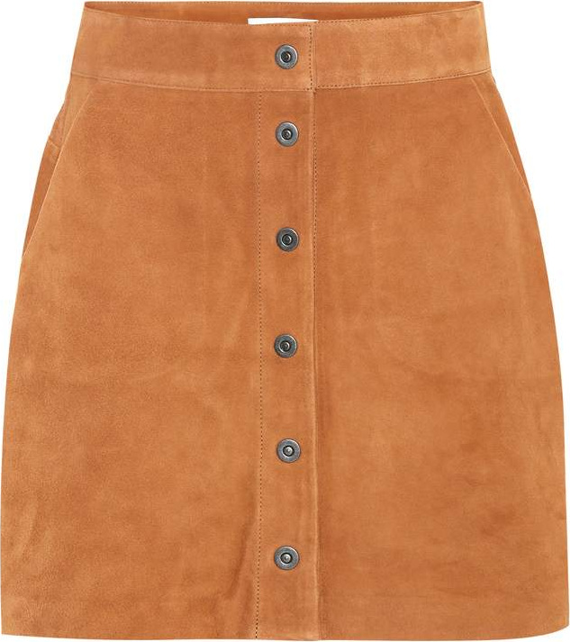 FRAME DENIM Snap suede miniskirt