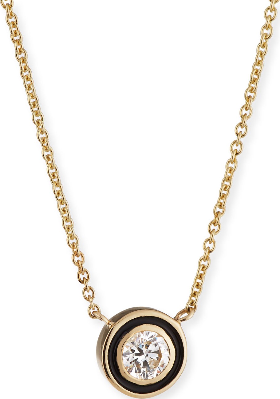 Sydney Evan 14k Gold Diamond & Enamel Pendant Necklace