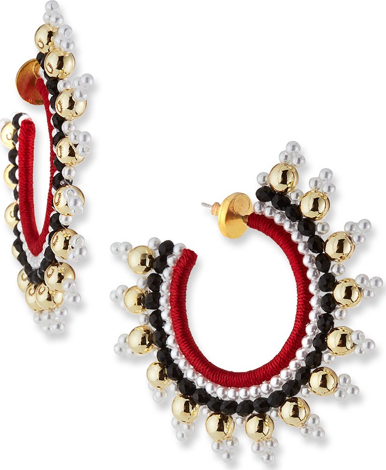 Oscar De La Renta Small Embellished Hoop Earrings
