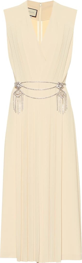 Gucci Pleated stretch-crêpe midi dress