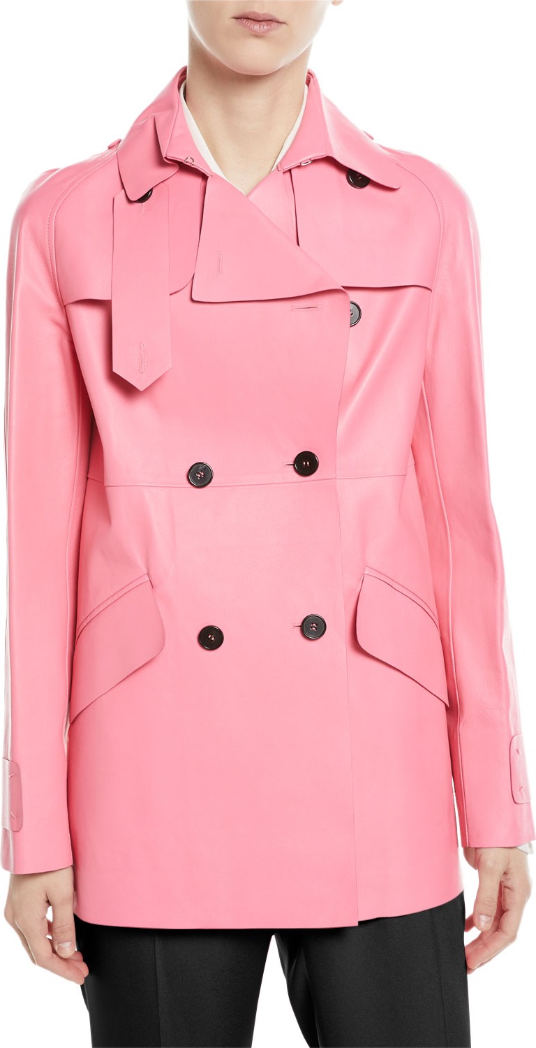 Valentino Double-Breasted Leather Coat