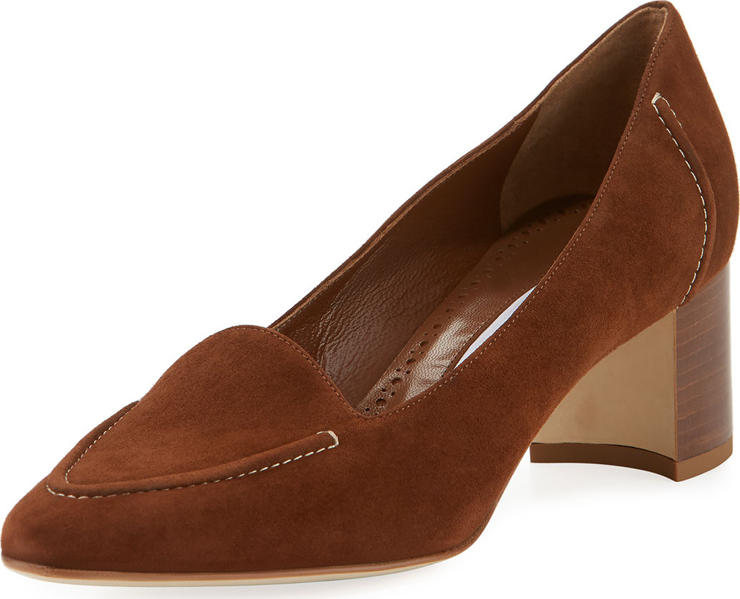 Manolo Blahnik Acorda 50mm Suede Loafer Pumps