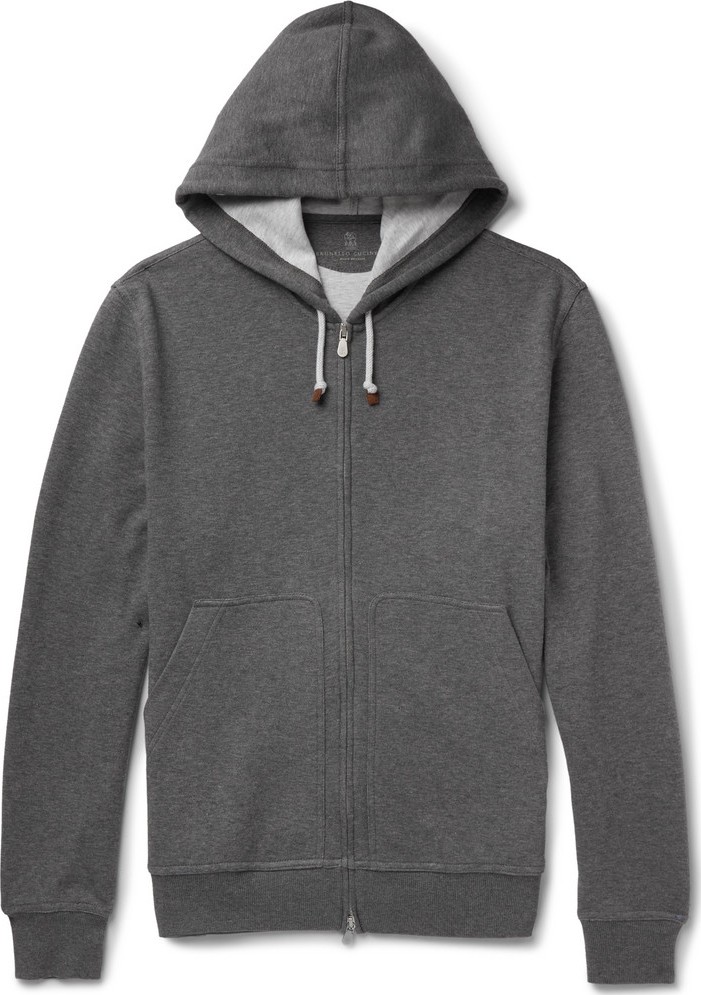 Brunello Cucinelli Cotton-Blend Jersey Zip-Up Hoodie