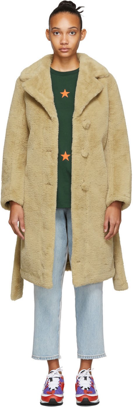 Opening Ceremony Reversible Black & Brown Faux-Fur Coat