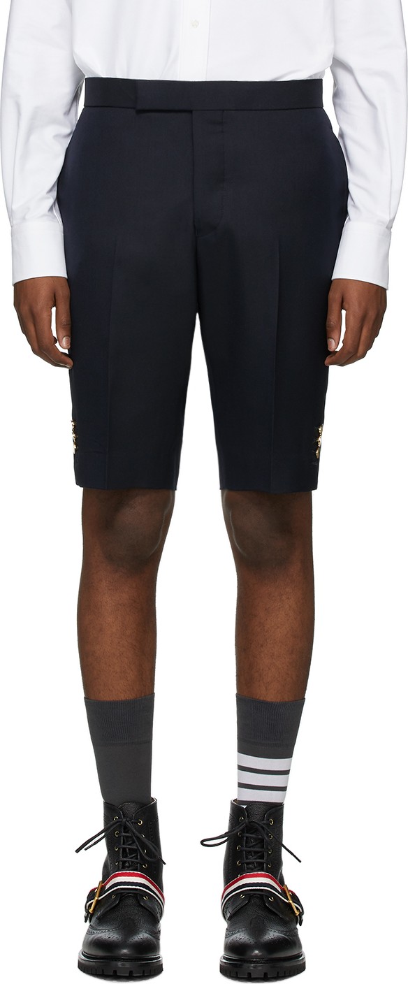 Thom Browne Navy Super 120s Vented Shorts