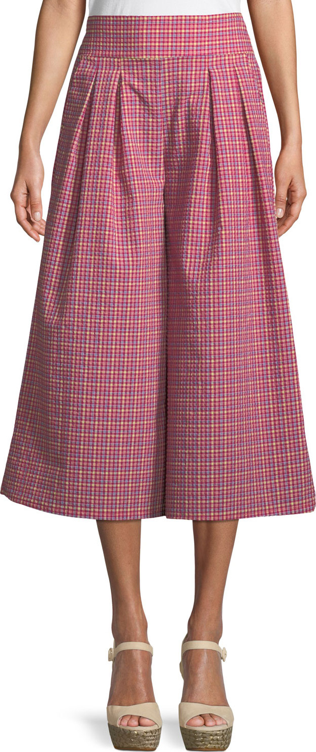 MISA Los Angeles Matos High-Rise Wide-Leg Gingham Pants