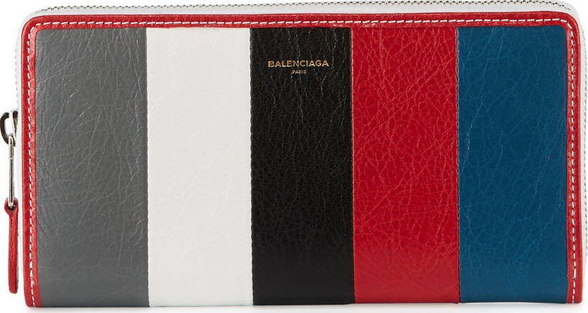 Balenciaga Bazar Zip-Around Continental Wallet, Gray/White/Black/Red/Blue (Gris/Blanc/Noir/Rouge/Bleu)